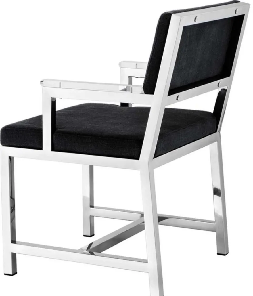 Casa Padrino Designer Stuhl mit Armlehnen 55 x 59 x H. 82 cm - Luxus Büromöbel