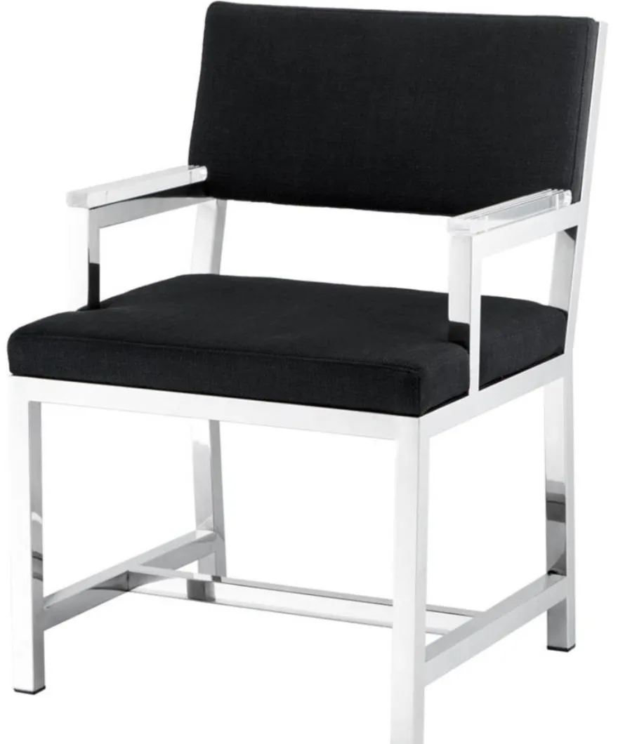 Casa Padrino Designer Stuhl mit Armlehnen 55 x 59 x H. 82 cm - Luxus Büromöbel