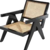 Casa Padrino Designer Stuhl mit Armlehnen in schwarz / naturfarben 58 x 82 x H. 70 cm - Designermöbel