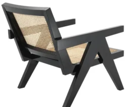 Casa Padrino Designer Stuhl mit Armlehnen in schwarz / naturfarben 58 x 82 x H. 70 cm - Designermöbel
