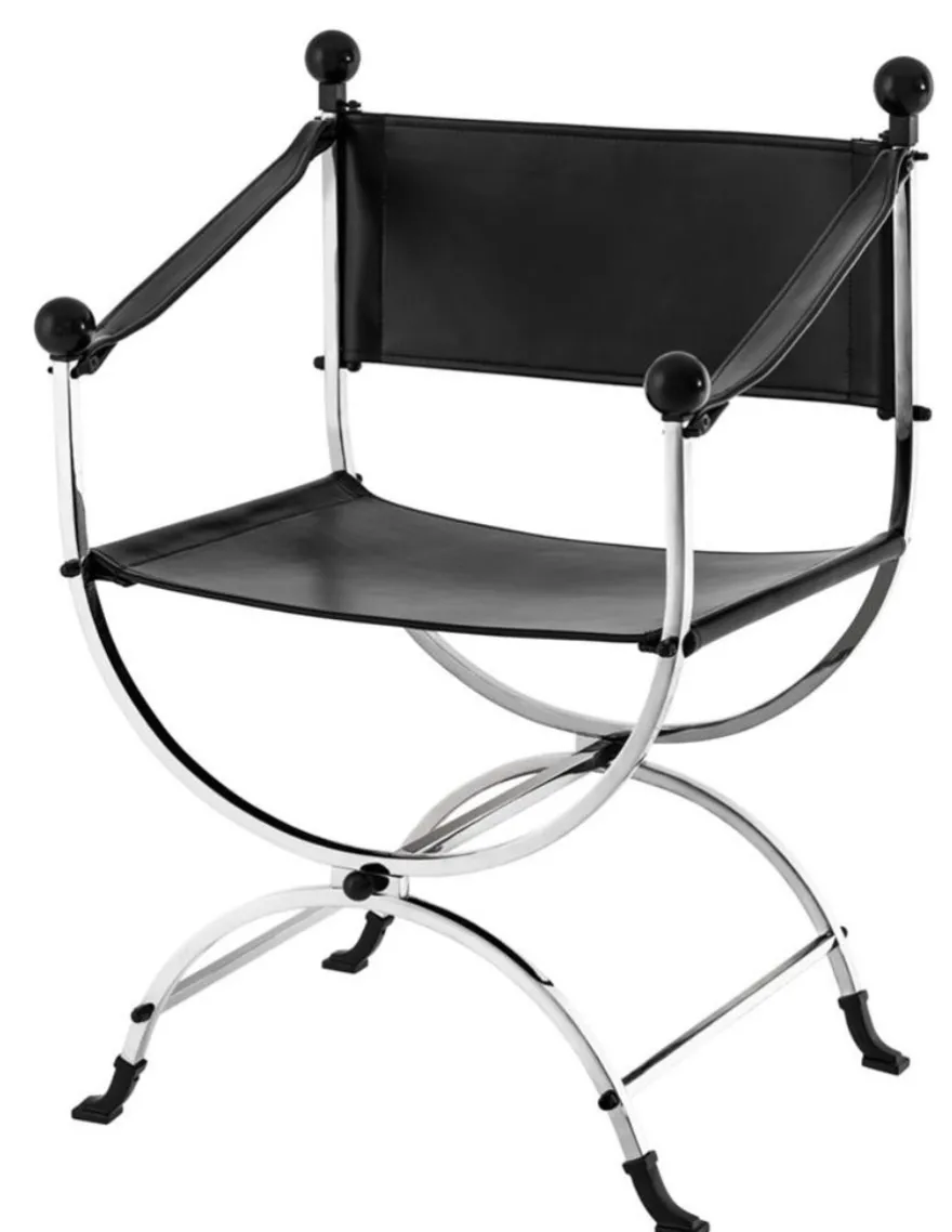 Casa Padrino Designer Stuhl mit Armlehnen 59 x 44 x H. 87 cm - Luxus Bürostuhl