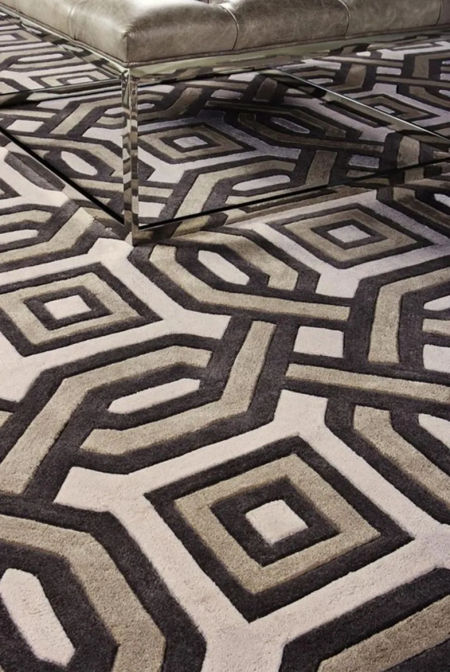 Casa Padrino Designer Teppich aus Neuseeland Wolle 200 x 300 cm - Luxus Wohnzimmer Teppich