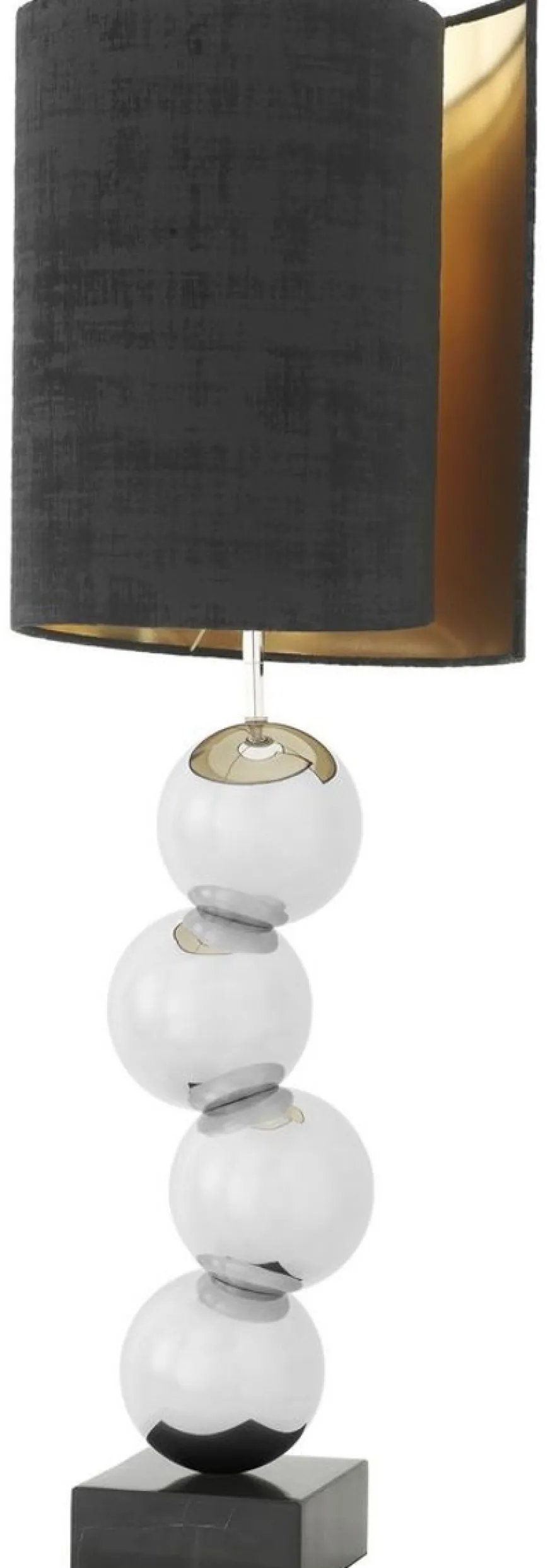 Casa Padrino Designer Tischleuchte Silber / Schwarz Ø 32 x H. 100 cm - Moderne Schreibtischleuchte mit Marmorsockel - Luxus Kollektion