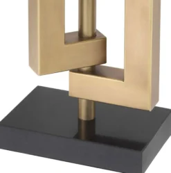 Casa Padrino Designer Tischleuchte mit Granitsockel Antik Messingfarben / Schwarz / Weiß 40 x 20 x H. 64 cm - Luxus Kollektion