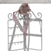 Casa Padrino Designer Tischleuchte Weiß / Grau / Rosa Ø 27 x H. 53 cm - Romantische Tischlampe mit Schmuckständer