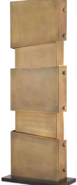 Casa Padrino Designer Tischleuchte Vintage Messingfarben 28 x 14 x H. 74 cm - Moderne Tischlampe - Luxus Qualität