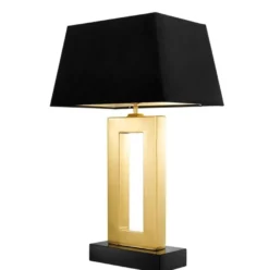 Casa Padrino Designer Tischleuchte 45 x H. 71 cm - Luxuriöse Tischlampe in Schwarz und Gold