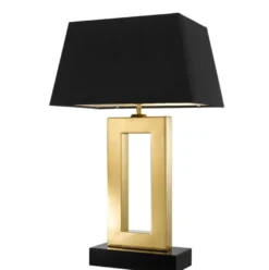Casa Padrino Designer Tischleuchte 45 x H. 71 cm - Luxuriöse Tischlampe in Schwarz und Gold