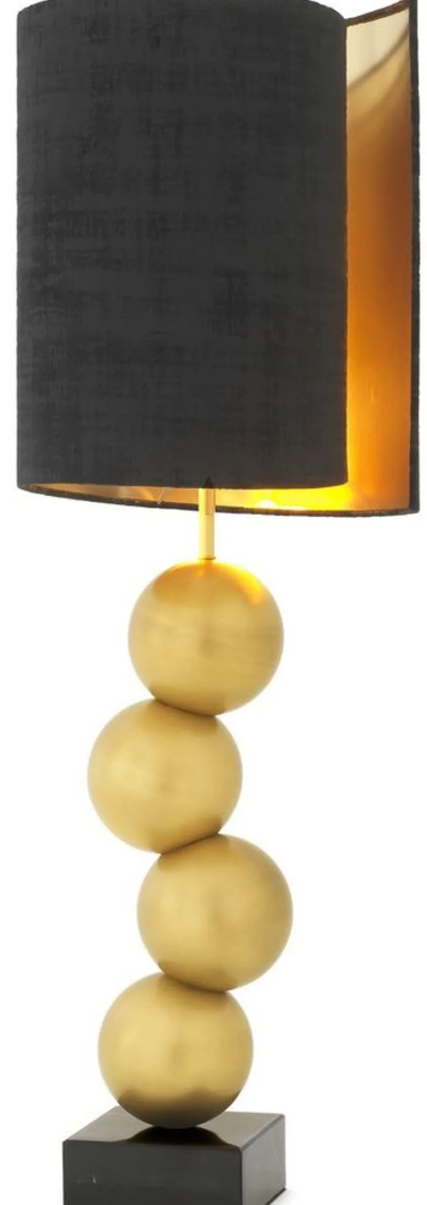 Casa Padrino Designer Tischleuchte Antik Messingfarben / Schwarz Ø 32 x H. 100 cm - Moderne Schreibtischleuchte mit Marmorsockel - Luxus Kollektion