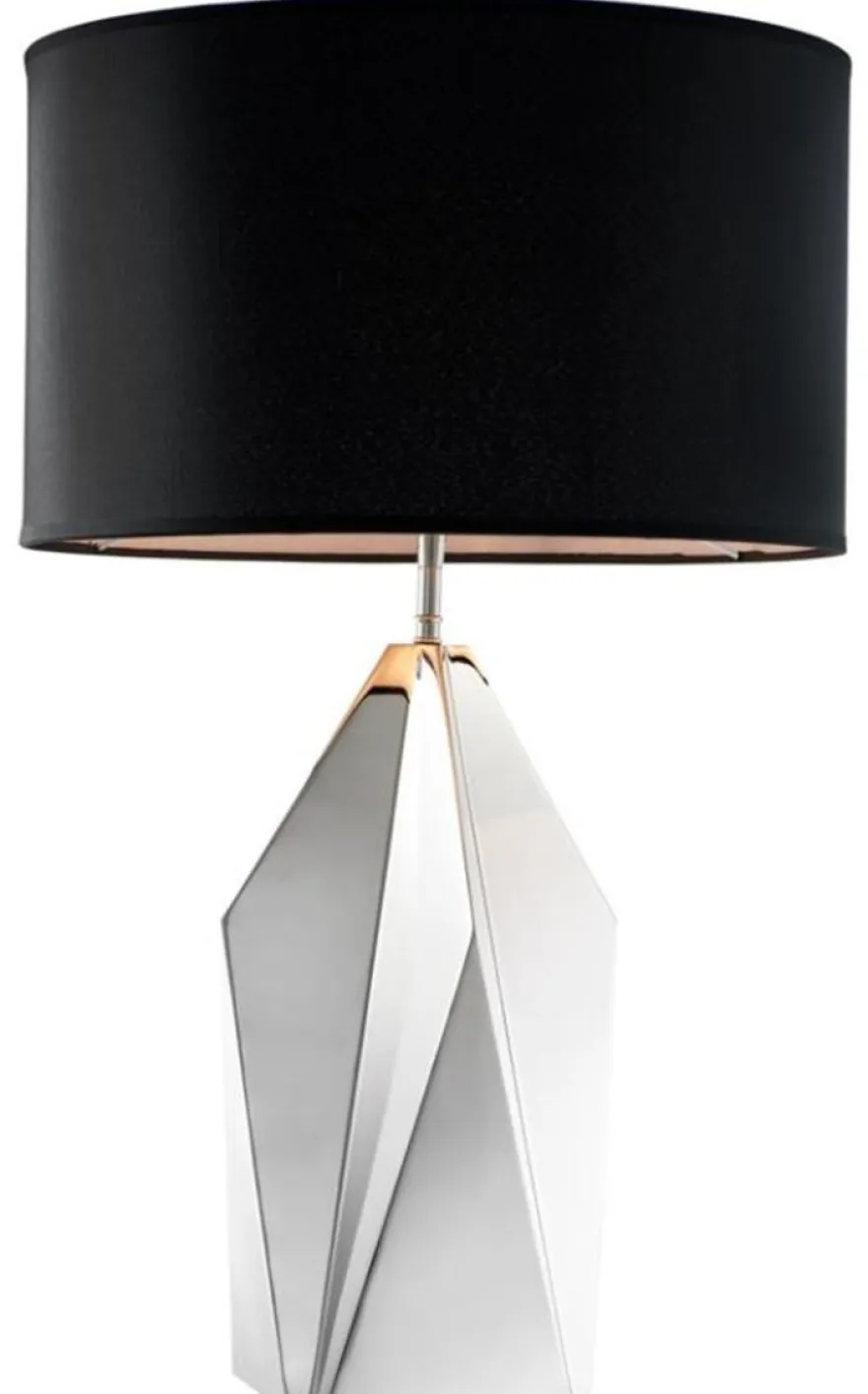Casa Padrino Designer Tischleuchte Nickel Finish - Luxus Kollektion