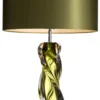 Casa Padrino Designer Tischleuchte in Grün - Luxuriöse Tischlampe aus Glas und Eisen - 16 x 43 x 65 cm