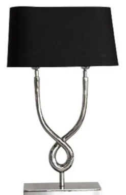 Casa Padrino Designer Tischleuchte Silber / Schwarz 31 x 13 x H. 55 cm - Luxus Wohnzimmer Tischlampe