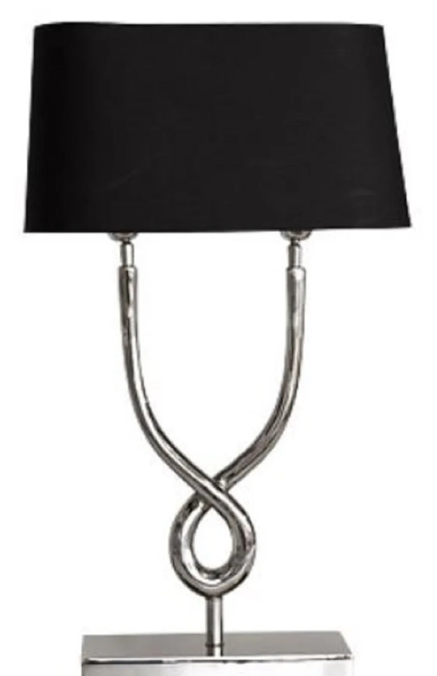 Casa Padrino Designer Tischleuchte Silber / Schwarz 31 x 13 x H. 55 cm - Luxus Wohnzimmer Tischlampe