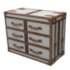 Casa Padrino Designer Truhe im Barock Stil aus Leder und Leinen in Columbia Braun - 103 x 52 x H 79 cm