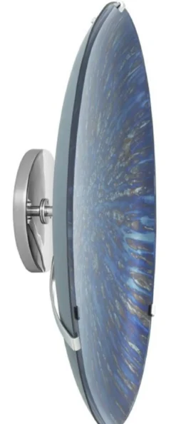 Casa Padrino Designer Wanddeko Blau Ø 104 cm - Konkaver Deko Spiegel mit Wandhalterung - Luxus Qualität