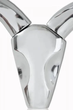 Casa Padrino Designer Wandgeweih im Geweih Style Shine aus poliertem Aluminium Silber 50 x 53 x 6 cm