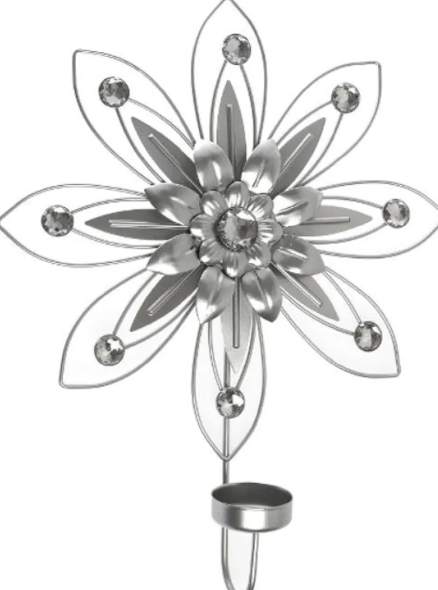 Casa Padrino Designer Wandkerzenhalter 4er Set Silber 26 x 6 x H. 32 cm - Dekorative Wanddeko