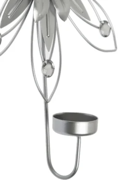 Casa Padrino Designer Wandkerzenhalter 4er Set Silber 26 x 6 x H. 32 cm - Dekorative Wanddeko