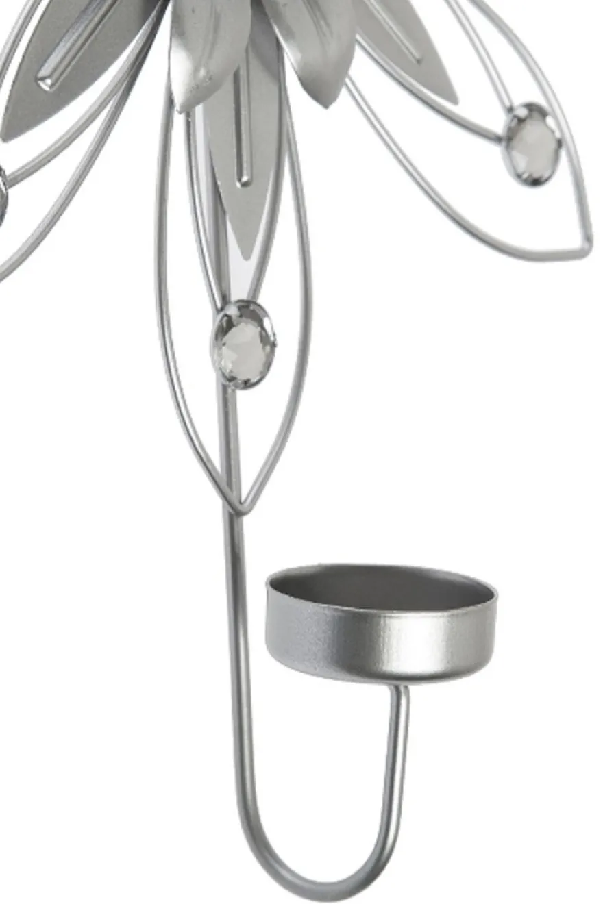 Casa Padrino Designer Wandkerzenhalter 4er Set Silber 26 x 6 x H. 32 cm - Dekorative Wanddeko