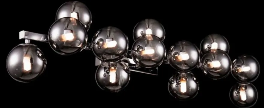 Casa Padrino Designer Wandleuchte Silber / Grau 95 x 23 x H. 24 cm - Moderne Wandlampe mit kugelförmigen Lampenschirmen