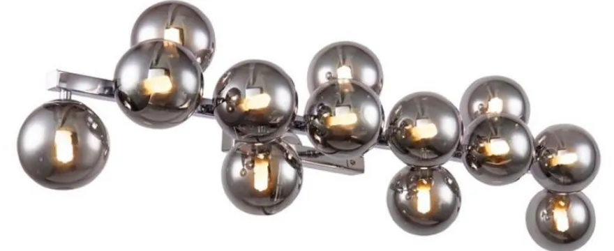 Casa Padrino Designer Wandleuchte Silber / Grau 95 x 23 x H. 24 cm - Moderne Wandlampe mit kugelförmigen Lampenschirmen