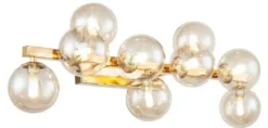 Casa Padrino Designer Wandleuchte Gold / Bernsteinfarben 66 x 23 x H. 24 cm - Moderne Wohnzimmer Lampe