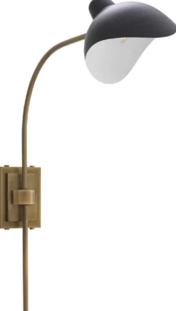 Casa Padrino Designer Wandleuchte Antik Messingfarben / Schwarz 19,5 x 67 x H. 70 cm - Elegante Wandlampe im 50er Jahre Stil - Luxus Kollektion