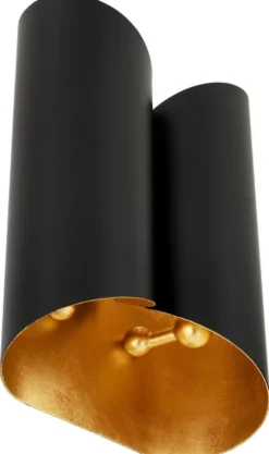 Casa Padrino Designer Wandleuchte Schwarz / Gold 18 x 10,5 x H. 28 cm - Moderne Wohnzimmer Metall Wandlampe - Luxus Qualität