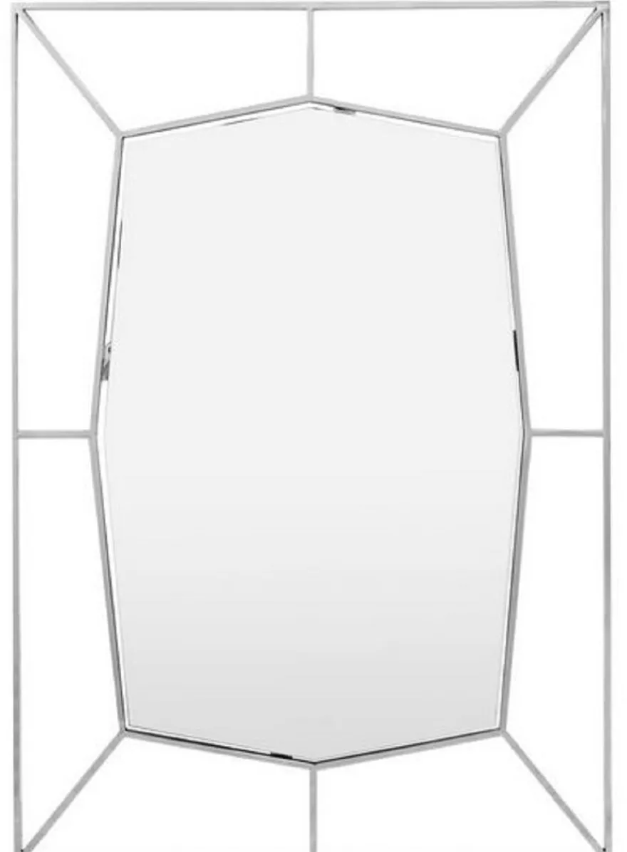 Casa Padrino Designer Wandspiegel Silber 67 x H. 100 cm - Edelstahl Spiegel - Luxus Deko Accessoires