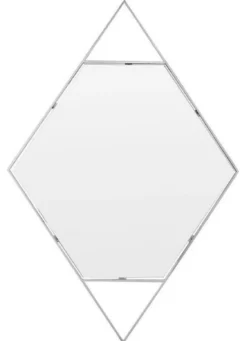 Casa Padrino Designer Wandspiegel Silber 81 x H. 119 cm - Edelstahl Spiegel in Form eines Diamanten - Designermöbel