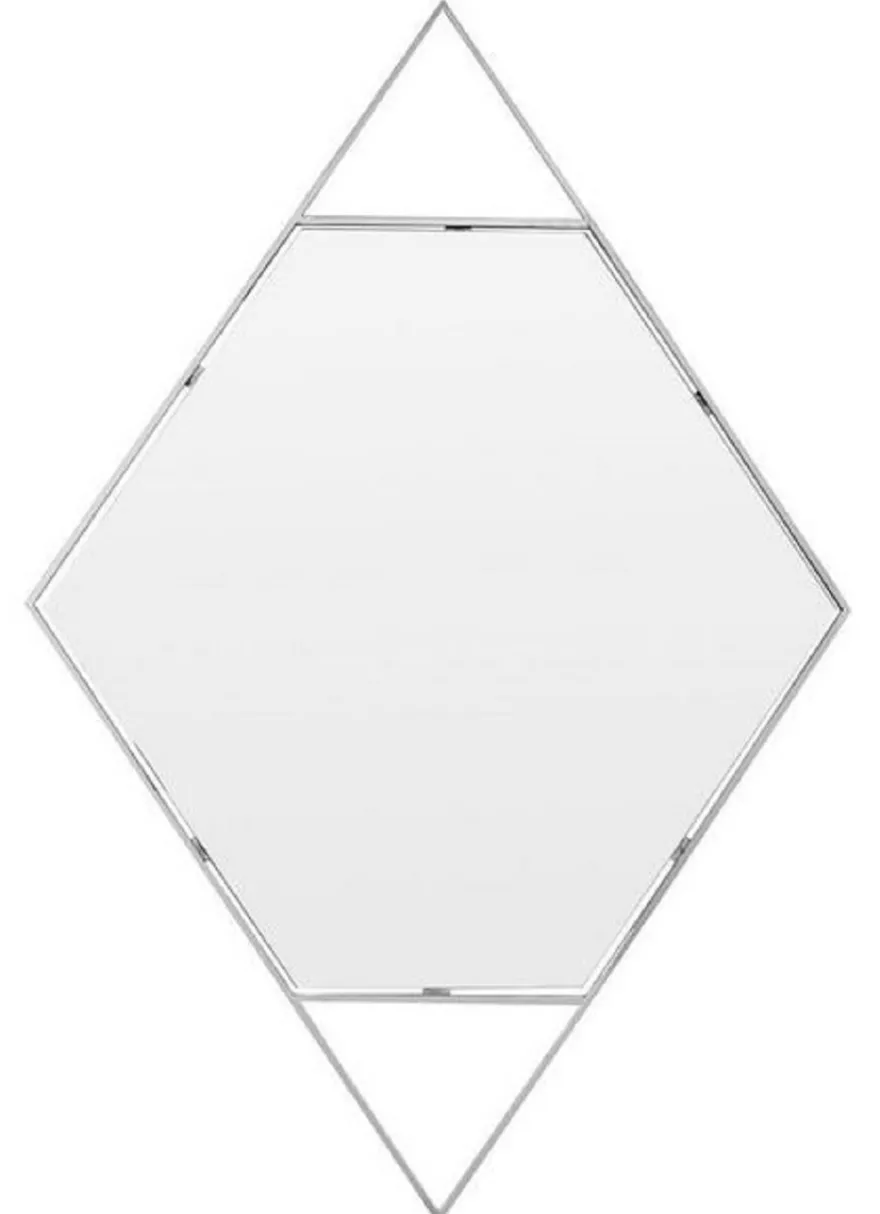 Casa Padrino Designer Wandspiegel Silber 81 x H. 119 cm - Edelstahl Spiegel in Form eines Diamanten - Designermöbel