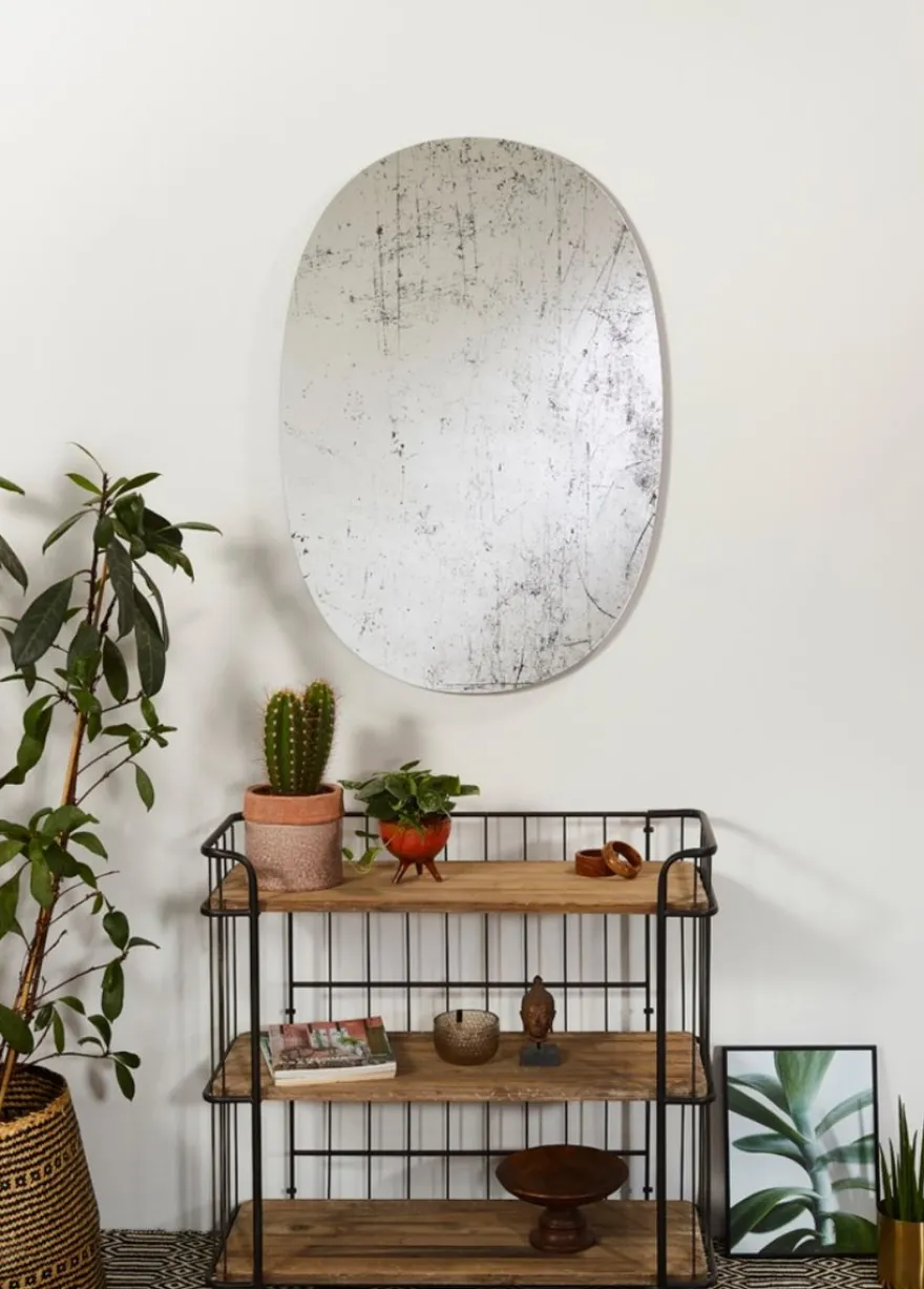 Casa Padrino Designer Wandspiegel Schwarz 76 x H. 110 cm - Luxus Wohnzimmer Spiegel