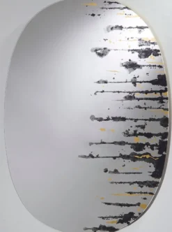 Casa Padrino Designer Wandspiegel Schwarz / Gold 76 x H. 110 cm - Luxus Wohnzimmer Spiegel