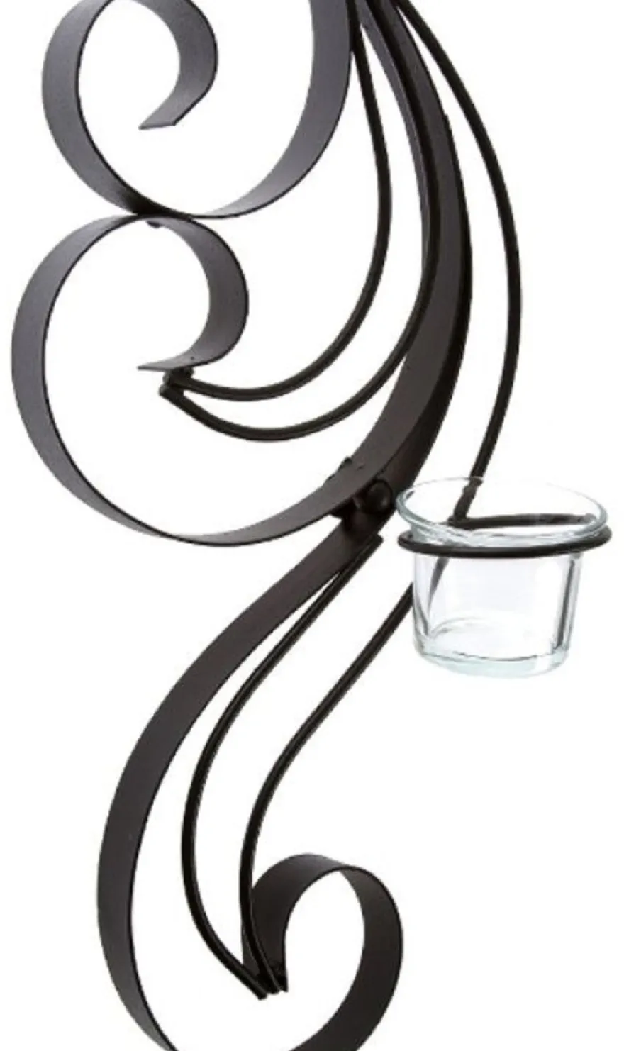 Casa Padrino Designer Wandteelichthalter Schwarz 16 x 9 x H. 74 cm - Metall Wanddeko mit Teelichthaltern aus Glas