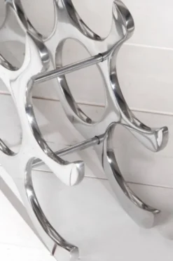Casa Padrino Designer Weinregal für 10 Flaschen aus poliertem Aluminium - Silber, 48 x 11 x 28 cm