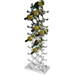Casa Padrino Designer Weinregal für 27 Flaschen aus poliertem Aluminium Silber Höhe 103 cm