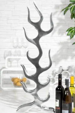 Casa Padrino Designer Weinregal für 9 Flaschen aus poliertem Aluminium - Silber, Höhe 93 cm, Breite 27 cm, Tiefe 14 cm