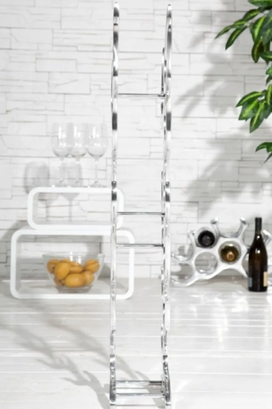 Casa Padrino Designer Weinregal für 9 Flaschen aus poliertem Aluminium - Silber, Höhe 93 cm, Breite 27 cm, Tiefe 14 cm