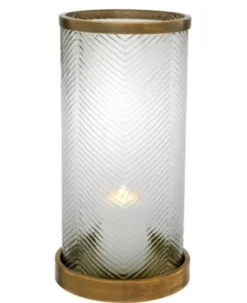 Casa Padrino Designer Windlicht Kerzenleuchter Vintage Messing 23 x H. 42 cm