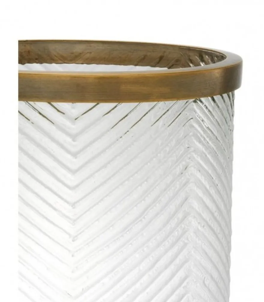 Casa Padrino Designer Windlicht Kerzenleuchter Vintage Messing 23 x H. 42 cm
