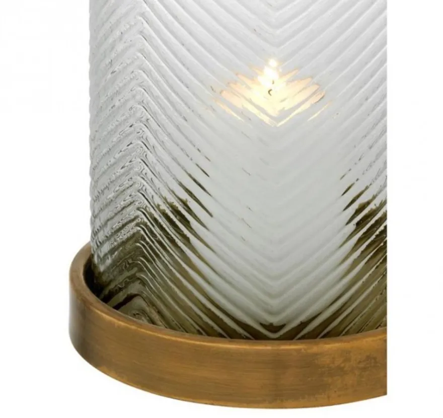 Casa Padrino Designer Windlicht Kerzenleuchter Vintage Messing 23 x H. 42 cm