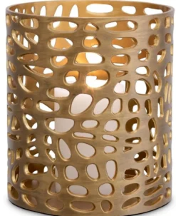 Casa Padrino Designer Windlicht / Kerzenleuchter Messing Finish ø 24,5 x H.27 cm - Luxus Windlicht