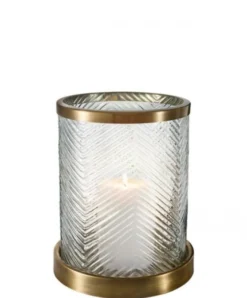 Casa Padrino Designer Windlicht Kerzenleuchter Vintage Messing Finish 23 x H. 27 cm