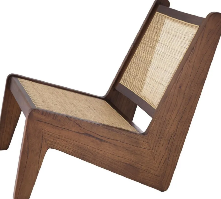 Casa Padrino Designer Wohnzimmer Sessel Braun / Naturfarben 75 x 89 x H. 77,5 cm - Massivholz Sessel mit handgewebtem Rattangeflecht - Luxus Möbel