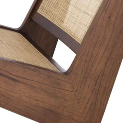 Casa Padrino Designer Wohnzimmer Sessel Braun / Naturfarben 75 x 89 x H. 77,5 cm - Massivholz Sessel mit handgewebtem Rattangeflecht - Luxus Möbel