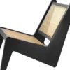 Casa Padrino Designer Wohnzimmer Sessel Schwarz / Naturfarben 75 x 89 x H. 77,5 cm - Massivholz Sessel mit handgewebtem Rattangeflecht - Luxus Möbel