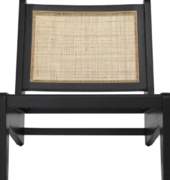 Casa Padrino Designer Wohnzimmer Sessel Schwarz / Naturfarben 75 x 89 x H. 77,5 cm - Massivholz Sessel mit handgewebtem Rattangeflecht - Luxus Möbel