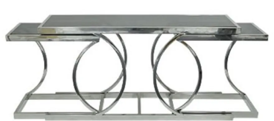 Casa Padrino Designer Wohnzimmer Konsolentisch mit Glasplatten Silber 150 x 43 x H. 75 cm - Luxus Möbel