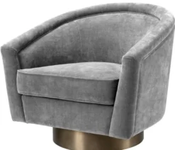 Casa Padrino Drehsessel Grau / Mattgold 85 x 76 x H. 76 cm - Luxus Wohnzimmermöbel