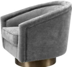 Casa Padrino Drehsessel Grau / Mattgold 85 x 76 x H. 76 cm - Luxus Wohnzimmermöbel